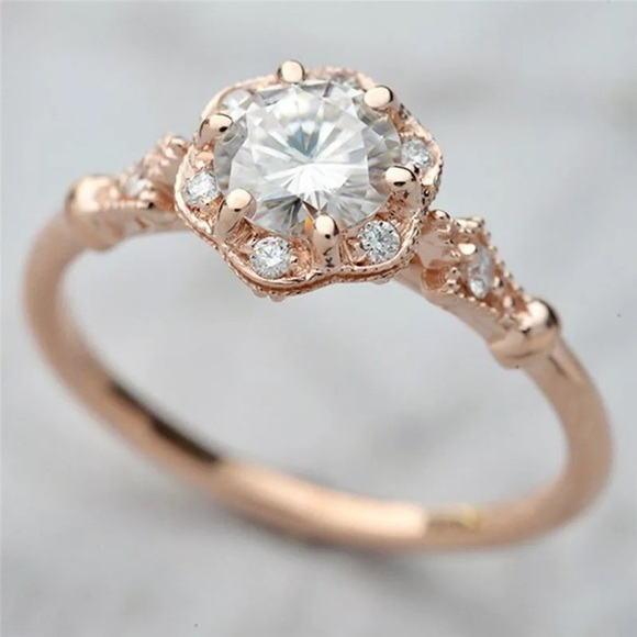 Rose Gold Filled White Sapphire Ring - Picture 3 of 7